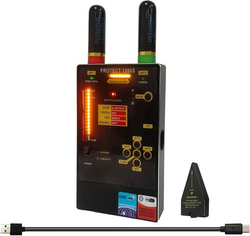 Protect 1206S Professional RF Detector & Bug Sweeper – Detects GSM Bluetooth Wi-Fi & Hidden Cameras – Dual Antennas 50MHz-12GHz Frequency Range Anti Spy Device for Home Office Car in Kuwait