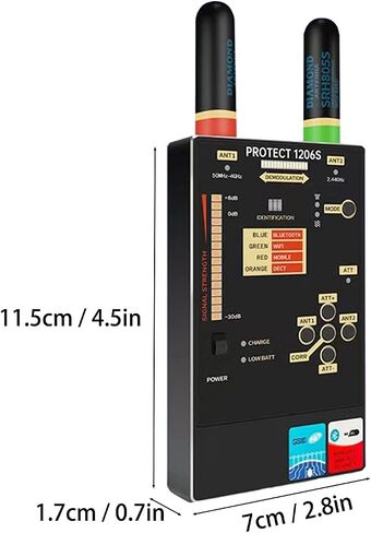 Protect 1206S Professional RF Detector & Bug Sweeper – Detects GSM Bluetooth Wi-Fi & Hidden Cameras – Dual Antennas 50MHz-12GHz Frequency Range Anti Spy Device for Home Office Car in Kuwait