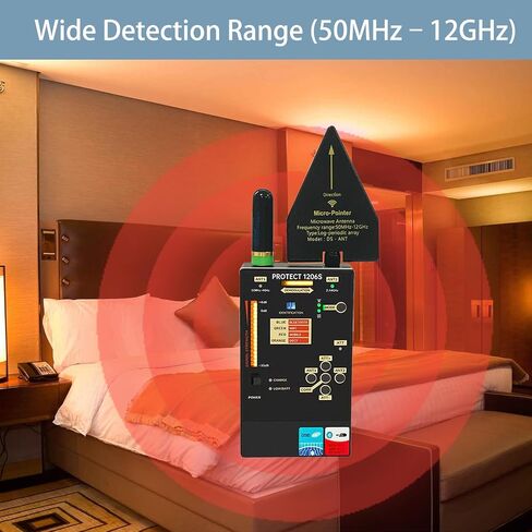 Protect 1206S Professional RF Detector & Bug Sweeper – Detects GSM Bluetooth Wi-Fi & Hidden Cameras – Dual Antennas 50MHz-12GHz Frequency Range Anti Spy Device for Home Office Car in Kuwait
