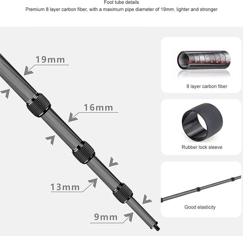 Camera Extension Pole 4 - Section Telescopic Monopod, Camera Selfie Stick with Dual 1/4in Thread, Adjustable Carbon Fiber Pole for DSLR Action Camera, 17.9 to 61in in Kuwait