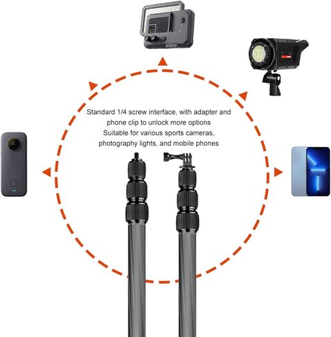 Camera Extension Pole 4 - Section Telescopic Monopod, Camera Selfie Stick with Dual 1/4in Thread, Adjustable Carbon Fiber Pole for DSLR Action Camera, 17.9 to 61in in Kuwait