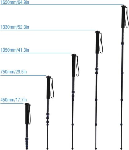5KG Heavy Load Telescopic Aluminum Alloy Monopod Tripod, Portable Camera Monopod with Tripod Base, 45-165cm Adjustable Height for DSLR Mirrorless Cameras in Kuwait