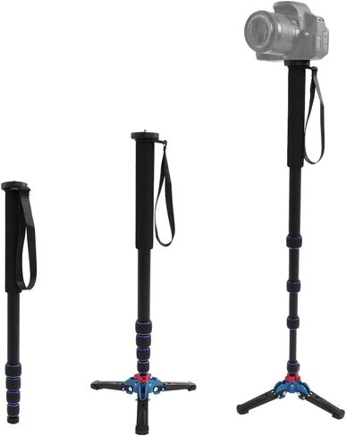 5KG Heavy Load Telescopic Aluminum Alloy Monopod Tripod, Portable Camera Monopod with Tripod Base, 45-165cm Adjustable Height for DSLR Mirrorless Cameras in Kuwait