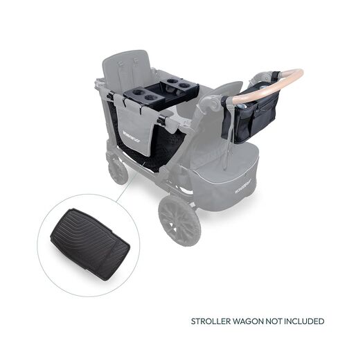 WonderFold L2 Accessory Bundle for 2-Seater Stroller Wagons – 5-Piece Set Includes 2-Cup Parent Console, Flex Snack Tray, All-Weather Mat, Cargo Net, and 2 Bag Hooks (Black) in Kuwait