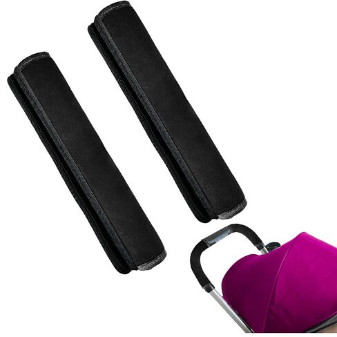 2 Pack 10.82×5.51in Armrest Handle Cover,Universal Pushchair Protector Handlebar Sleeve Bumper,Dust Proof Handle Accessories Removable Fabric Pushchair Case Grip Bar Replacement Covers(Black) in Kuwait