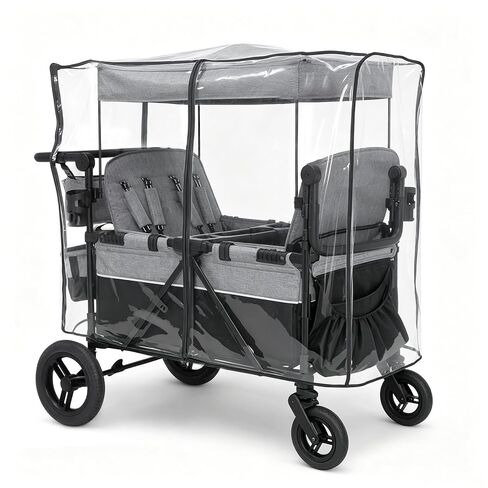 Stroller Rain Cover for Delta Children Jeep Wrangler 4 Seater-Windproof and Waterproof, Clear EVA, Easy Install,Maximum Coverage, (Wagon Not Included) in Kuwait