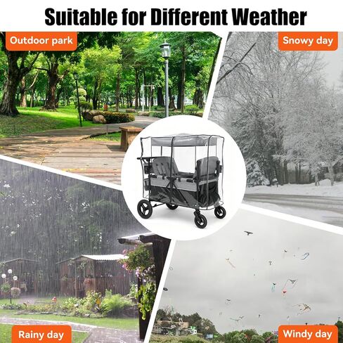 Stroller Rain Cover for Delta Children Jeep Wrangler 4 Seater-Windproof and Waterproof, Clear EVA, Easy Install,Maximum Coverage, (Wagon Not Included) in Kuwait