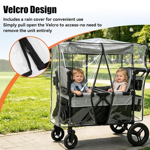 Stroller Rain Cover for Delta Children Jeep Wrangler 4 Seater-Windproof and Waterproof, Clear EVA, Easy Install,Maximum Coverage, (Wagon Not Included) in Kuwait