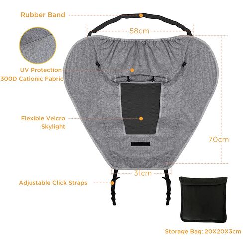WD&CD Buggy Sun Shade Universal Pram Sunshade Sun Cover for Strollers Pushchairs UV Protection Water Resistant Easy to Install, Grey in Kuwait