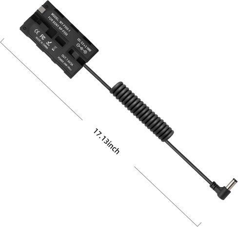 DC5521 to NP-F550 F970 F750 Dummy Battery Power Cable Compatible with Atomos Ninja V Shinobi Shogun Inferno SmallHD Feelworld Portkeys Monitor LED Light, 47" in Kuwait