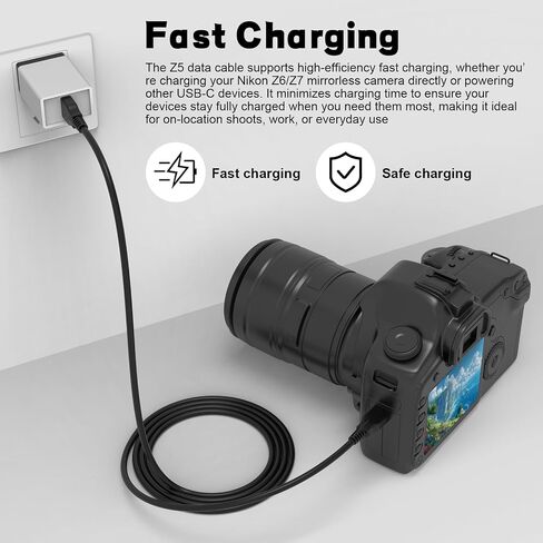 Zosvoses UC-E24 USB-C Cable Compatible with Nikon Z5, Z6, Z7, D6, D780, Z fc Camera, IFC-100U Cable for Canon EOS R, RP, R3, R5, R6, M6 Mark II Camera, for Olympus OM-D E-M1 Mark III, 3.3ft in Kuwait