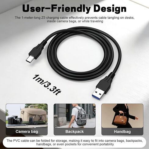 Zosvoses UC-E24 USB-C Cable Compatible with Nikon Z5, Z6, Z7, D6, D780, Z fc Camera, IFC-100U Cable for Canon EOS R, RP, R3, R5, R6, M6 Mark II Camera, for Olympus OM-D E-M1 Mark III, 3.3ft in Kuwait