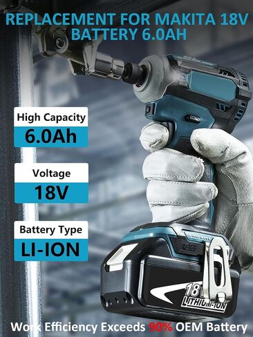 4Pack Upgraded 18Volt 6.0Ah Battery Replacement for Makita 18V Battery | Compatible with Makita 18 Volt LXT Lithium ion Batteries BL1850B BL1840B BL1830B Cordless Power Tools in Kuwait