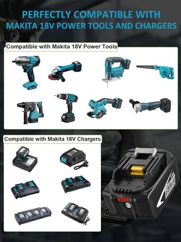 4Pack Upgraded 18Volt 6.0Ah Battery Replacement for Makita 18V Battery | Compatible with Makita 18 Volt LXT Lithium ion Batteries BL1850B BL1840B BL1830B Cordless Power Tools in Kuwait
