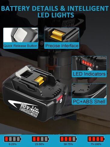 4Pack Upgraded 18Volt 6.0Ah Battery Replacement for Makita 18V Battery | Compatible with Makita 18 Volt LXT Lithium ion Batteries BL1850B BL1840B BL1830B Cordless Power Tools in Kuwait