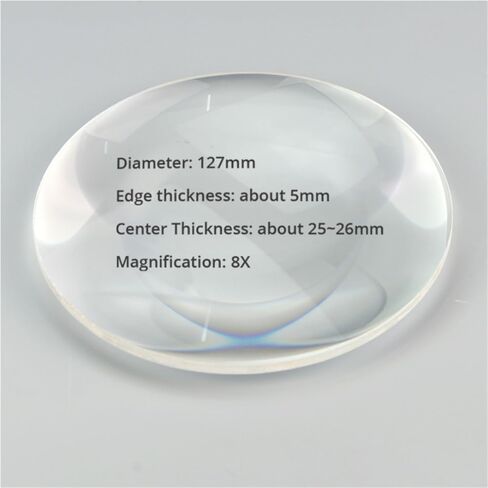 1piece K9 White Optical Glass Lens 127mm*5mm 8X Magnifying Double Convex | Biconvex Lens, Replace Lens, Magnifying Glass Lens in Kuwait
