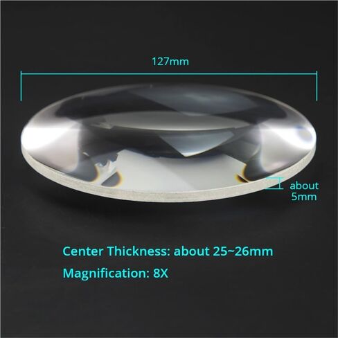 1piece K9 White Optical Glass Lens 127mm*5mm 8X Magnifying Double Convex | Biconvex Lens, Replace Lens, Magnifying Glass Lens in Kuwait