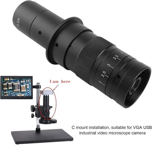 Monocular Lens, Max 180x Zoom 25mm C Mount Alloy Lens for VGA USB Industrial Video Microscope Camera in Kuwait