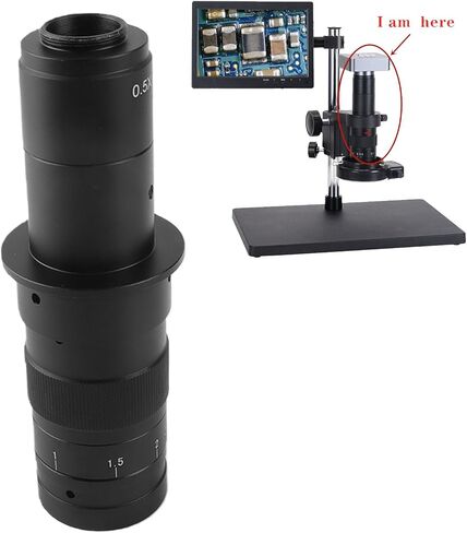 Monocular Lens, Max 180x Zoom 25mm C Mount Alloy Lens for VGA USB Industrial Video Microscope Camera in Kuwait