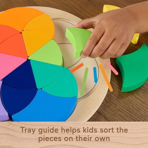 Fisher-Price Wood Preschool Toy Color Wheel Puzzle, 19 Wooden Pieces for Shape-Sorting Play, Preschool Kids Ages 3+ Years in Kuwait