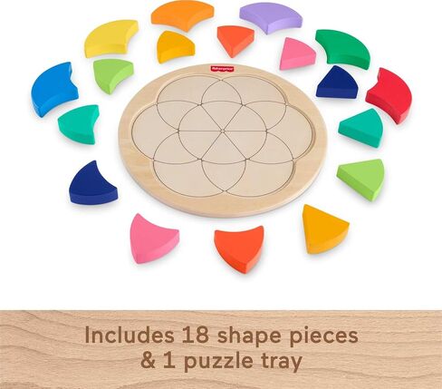 Fisher-Price Wood Preschool Toy Color Wheel Puzzle, 19 Wooden Pieces for Shape-Sorting Play, Preschool Kids Ages 3+ Years in Kuwait