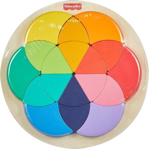 Fisher-Price Wood Preschool Toy Color Wheel Puzzle, 19 Wooden Pieces for Shape-Sorting Play, Preschool Kids Ages 3+ Years in Kuwait