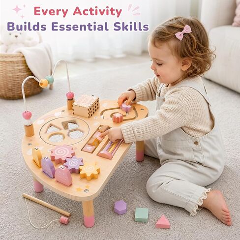 Vanplay Montessori Toys for 1 2 Year Old Girl Gift - 1st Christmas Birthday | 8 in 1 Learning Activities with Music Box/ Fishing Game, Busy Board Toys for Toddler 1-3, One Year Old Girl Birthday Gift in Kuwait