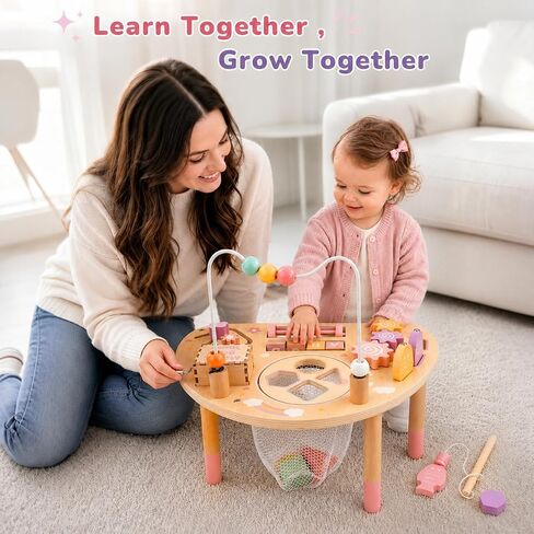 Vanplay Montessori Toys for 1 2 Year Old Girl Gift - 1st Christmas Birthday | 8 in 1 Learning Activities with Music Box/ Fishing Game, Busy Board Toys for Toddler 1-3, One Year Old Girl Birthday Gift in Kuwait