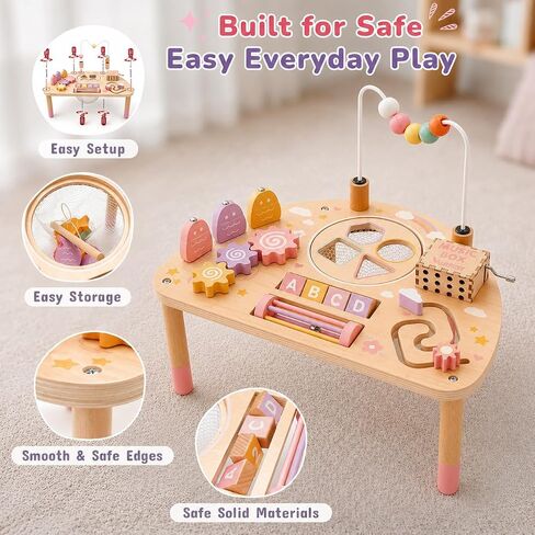 Vanplay Montessori Toys for 1 2 Year Old Girl Gift - 1st Christmas Birthday | 8 in 1 Learning Activities with Music Box/ Fishing Game, Busy Board Toys for Toddler 1-3, One Year Old Girl Birthday Gift in Kuwait