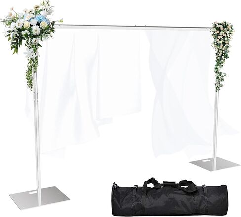 Pipe and Drape Backdrop Stand Kit Backdrop Stand For Parties 8x10 FT Adjustable Photo Backdrop Stand Heavy Duty Background Stand for Wedding Banquet Decorations Silver in Kuwait