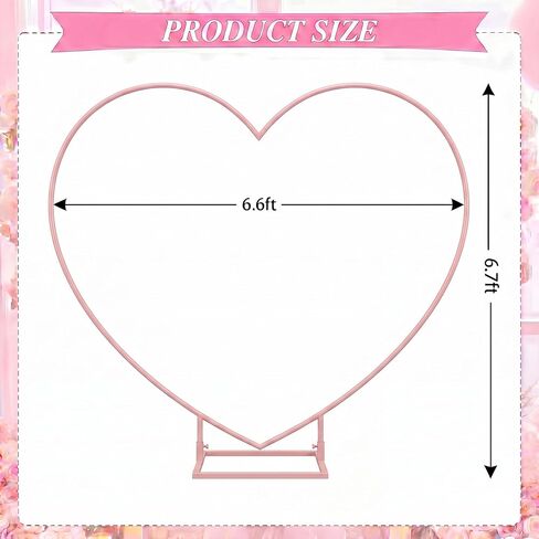 Arttown 6.6 FT Heart Arch Stand Heart Shaped Wedding Arch Frame Pink | Wedding Arch Photo Backdrop Stand Suitable for Proposal, Wedding, Valentine’s Day, Bridal, Birthday Party Decorations in Kuwait