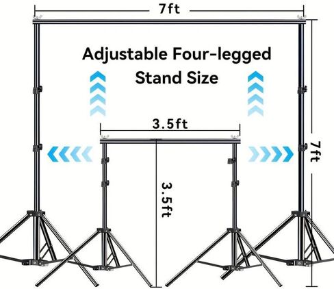 Backdrop Stand 10x7 FT, Adjustable Photography Background Stand for Parties, Photo Video Studio, Portable Photo Booth Kit with Carrying Bag, 6 Backdrop Clamps & 2 Stand Bags in Kuwait