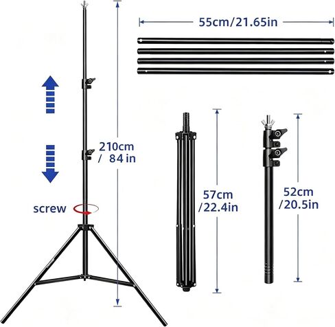 Backdrop Stand 10x7 FT, Adjustable Photography Background Stand for Parties, Photo Video Studio, Portable Photo Booth Kit with Carrying Bag, 6 Backdrop Clamps & 2 Stand Bags in Kuwait