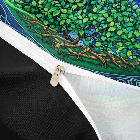 Erosebridal Tree of Life Duvet Cover Toddler for Kids Boys Girls,Viking Green Tree Comforter Cover,Oil Painting Bedding Set,Abstract Geometric Bed Set with 1 Pillowcase Bedroom Decor in Kuwait