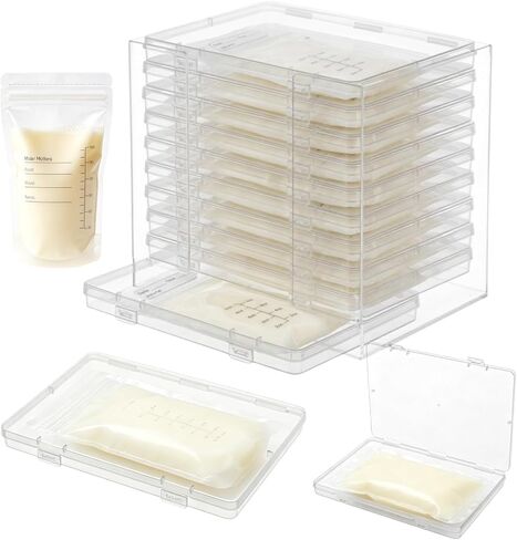 Breastmilk Flattener for Freezer with 10 Boxes, Breastmilk Storage Bag Organizer, Breast Milk Storage Tray for Fridge, Convenient Storage for Milk Freezer Bags, Stackable Freeze Tower for Nursing Feed in Kuwait