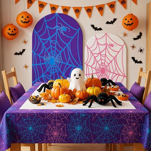 2 Pcs 6ft 7.2ft Purple Spider Theme Arch Covers Spiderweb Arch Backdrop Covers Web Bat for Photo Props Cosplay Cartoon Spider Girl Birthday Baby Shower Halloween Decorations in Kuwait