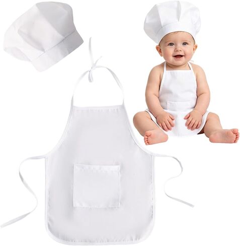 Baby Photography Prop, 2 Pack Boy Chef Hat Apron Photo Props with Hair Clips Set for 6-24 Months in Kuwait