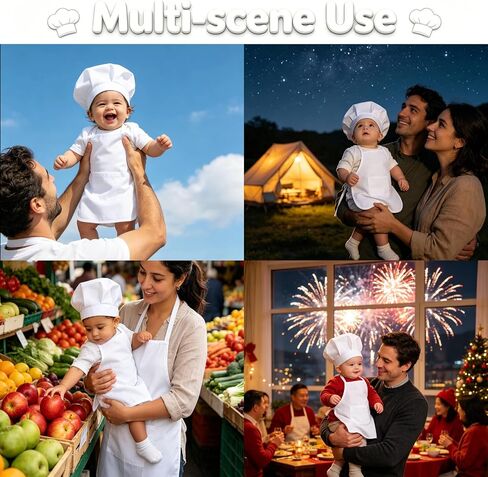 Baby Photography Prop, 2 Pack Boy Chef Hat Apron Photo Props with Hair Clips Set for 6-24 Months in Kuwait