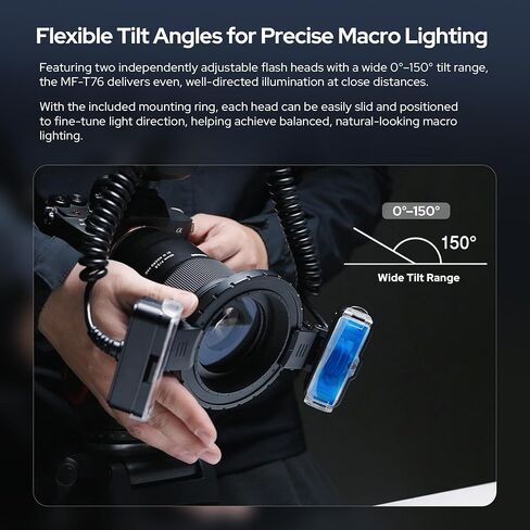 Godox MF-T76 C Micro Twin Flash,4800K±300K TTL Auto Flash for Canon Camera Flash Speedlite Light,1.2s Full-Power Recycling in Kuwait