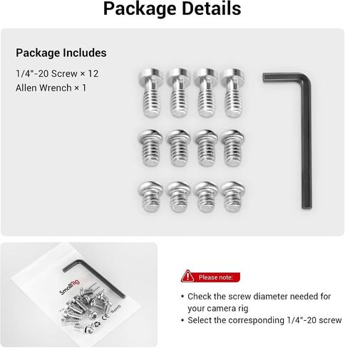 SMALLRIG Allen Wrench Screw 1/4" Screws Accessories Tool (12pcs/Pack) - 1713 in Kuwait