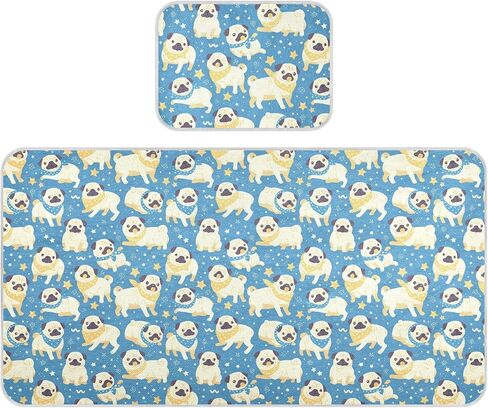 Pug Dosg Blue Cute Cooling Baby Mattress 28" x 52" Absorbent Training Pads for Kids, Adult in Kuwait
