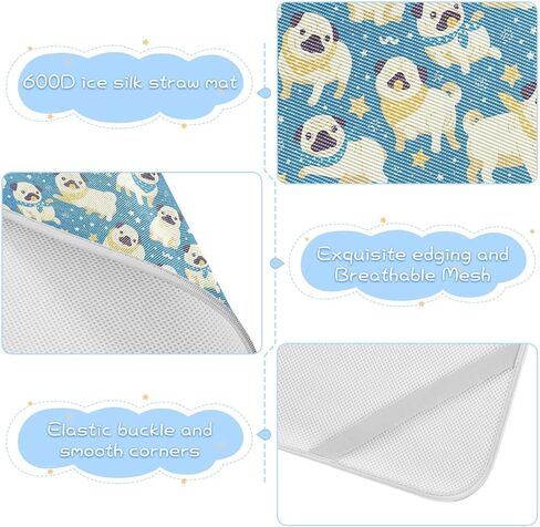 Pug Dosg Blue Cute Cooling Baby Mattress 28" x 52" Absorbent Training Pads for Kids, Adult in Kuwait
