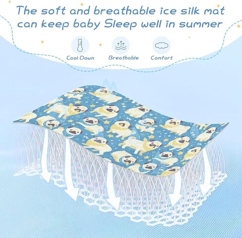 Pug Dosg Blue Cute Cooling Baby Mattress 28" x 52" Absorbent Training Pads for Kids, Adult in Kuwait