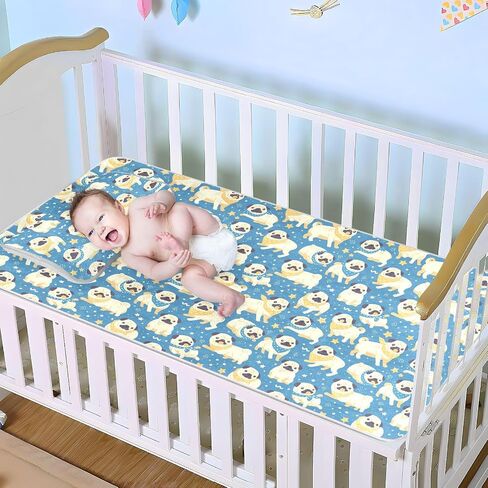 Pug Dosg Blue Cute Cooling Baby Mattress 28" x 52" Absorbent Training Pads for Kids, Adult in Kuwait