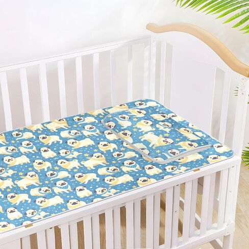 Pug Dosg Blue Cute Cooling Baby Mattress 28" x 52" Absorbent Training Pads for Kids, Adult in Kuwait