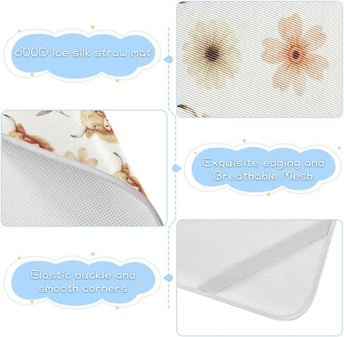 Western Boho Highland Cow Floral Cooling Baby Mattress Protector Pads 28" x 52" Washable Pads Washable for Baby&Toddler in Kuwait