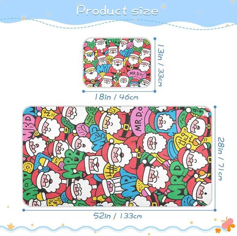 Doodle Santa Cooling Baby Crib Mattress Sheets 28" x 52" Reusable Bed Pads for Kids for Kids, Adult in Kuwait