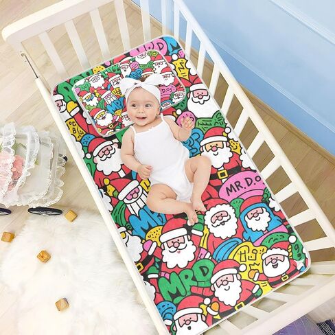Doodle Santa Cooling Baby Crib Mattress Sheets 28" x 52" Reusable Bed Pads for Kids for Kids, Adult in Kuwait