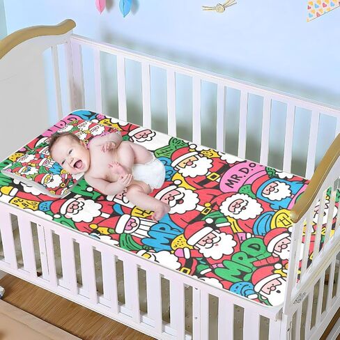 Doodle Santa Cooling Baby Crib Mattress Sheets 28" x 52" Reusable Bed Pads for Kids for Kids, Adult in Kuwait