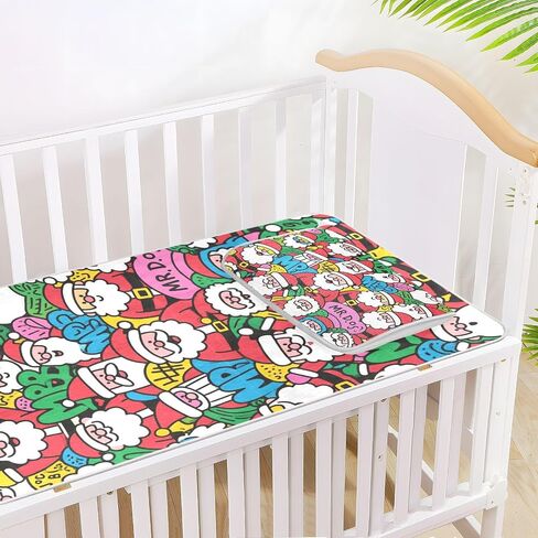 Doodle Santa Cooling Baby Crib Mattress Sheets 28" x 52" Reusable Bed Pads for Kids for Kids, Adult in Kuwait